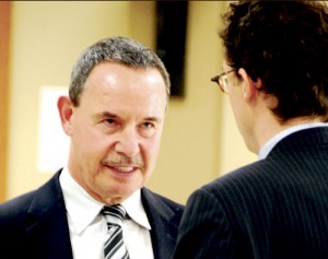 APPEC counsel Eric Gillespie discusses a scheduling proposal with James Wilson, counsel for the wind company, wpd Canada