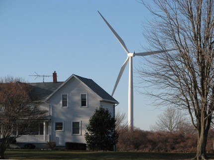 house and wind turbine