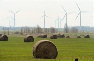 hay bales and turbines